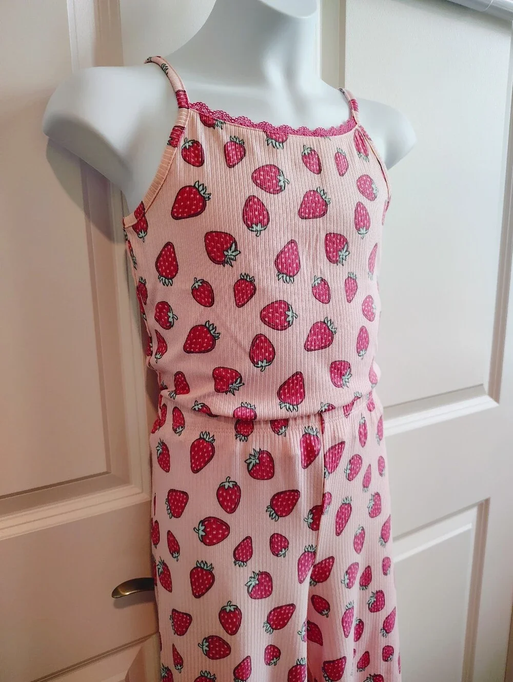 2 Pajama Sets (Purple Bows & Pink Strawberries)